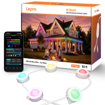 Lepro E1 Plus AI-Powered Permanent Outdoor Lights (RGBCW, Extendable & Cuttable, IP67 Waterproof, Dual-Direction Y-Split Wiring)