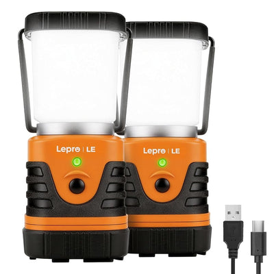 Lepro Camping Lights Rechargeable, 1000 Lumen Camping Lantern, Dimmable 4 Modes Camping Tent Light with 4400mAh Power Bank, Camping Accessories, Rechargeable Lantern for Outdoors, Power Cuts, Pack of 2