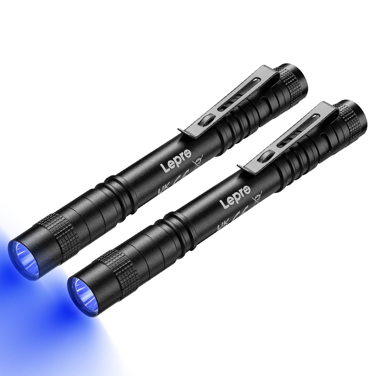 Lepro 365nm UV Torch, Ultraviolet Flashlight, Pen Torch with Clip, High UV Purity, Small Ultraviolet Light Powered by 2 AAA Batteries (Not Included), Black Light Detector for Pet Urine,Invisible Stain